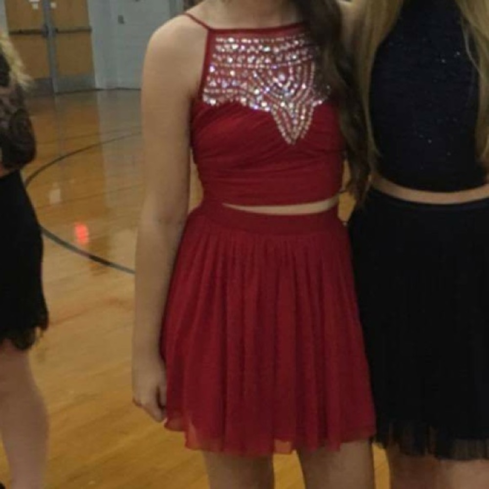 Red two piece homecoming dress